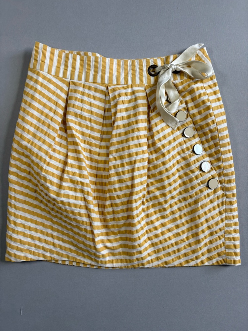 Anthropologie Leifsdottir Striped Mini Skirt Coastal Preppy, 0